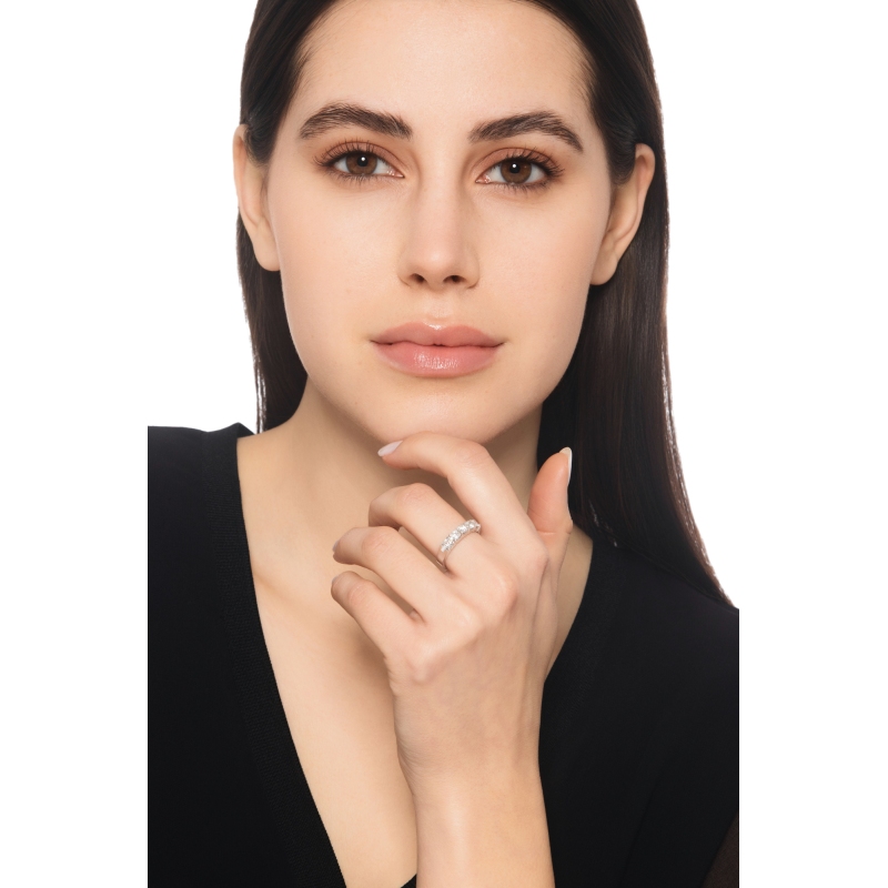 5 diamonds half eternity ring in white gold 18k ct 0,75 