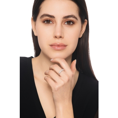 5 diamonds half eternity ring in white gold 18k ct 0,75 