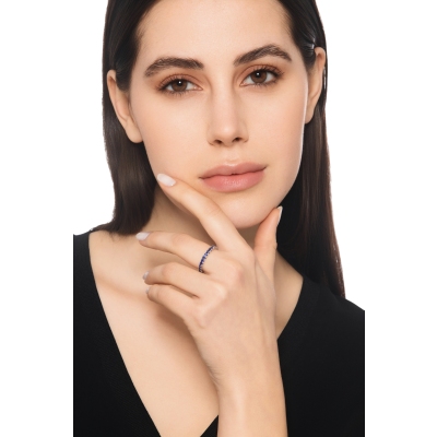 Blue sapphires eternity ring white gold 18k 