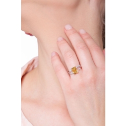 Citrine and diamonds ring in white gold 18k 2