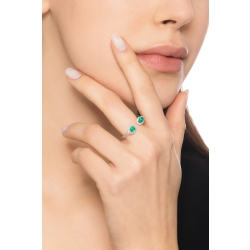 Ring in white gold 18k with emeralds and diamonds 2
