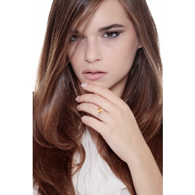 Anello in oro bianco 18k con citrino e Diamanti sul gambo