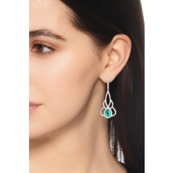 18k white gold drop earrings with diamonds and emeralds  2