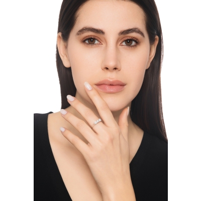 Anello Trilogy in Oro bianco 18k con Diamanti, ct. 0,90