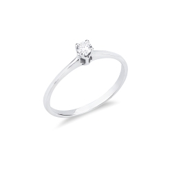 Anello solitario Essenza oro bianco 18k 0,10 ct
