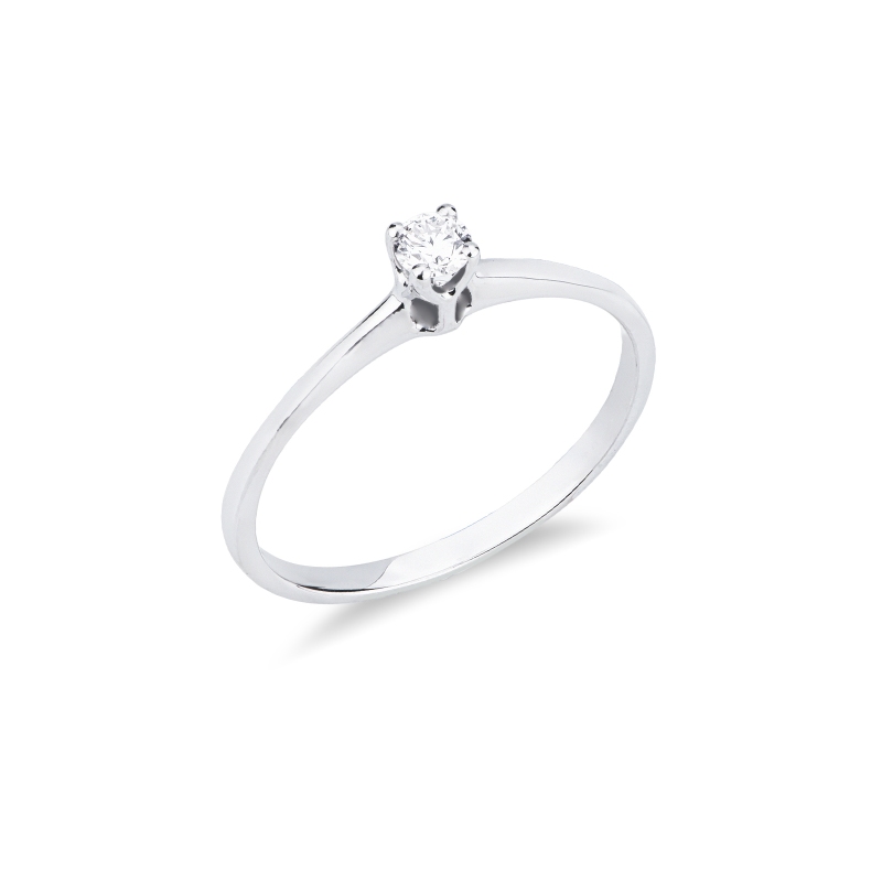 Anello solitario Essenza oro bianco 18k 0,10 ct