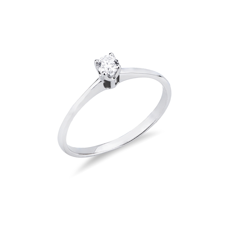 Anello solitario Essenza 0,15 ct oro bianco 18k 
