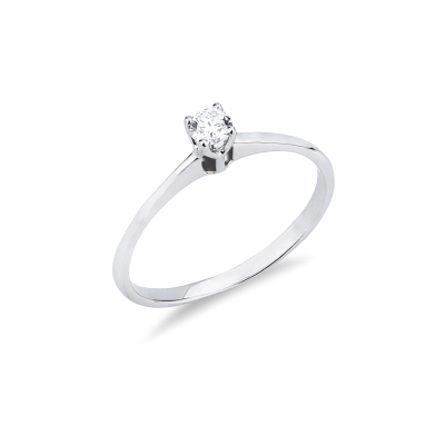 Anello solitario Essenza 0,15 ct oro bianco 18k 