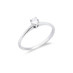 Solitario anello Essenza oro bianco 18k 0,20 ct 