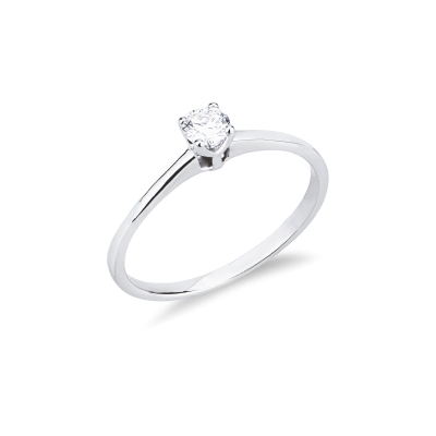 Solitario anello Essenza oro bianco 18k 0,20 ct 