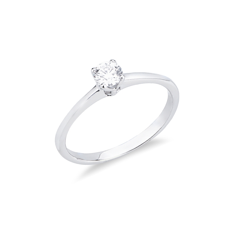 Solitario anello Essenza 0,30 ct oro bianco 18k