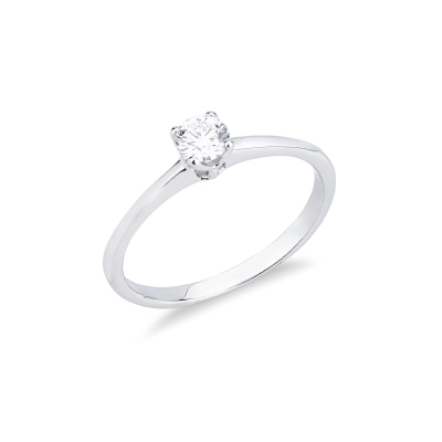 Solitario anello Essenza 0,30 ct oro bianco 18k