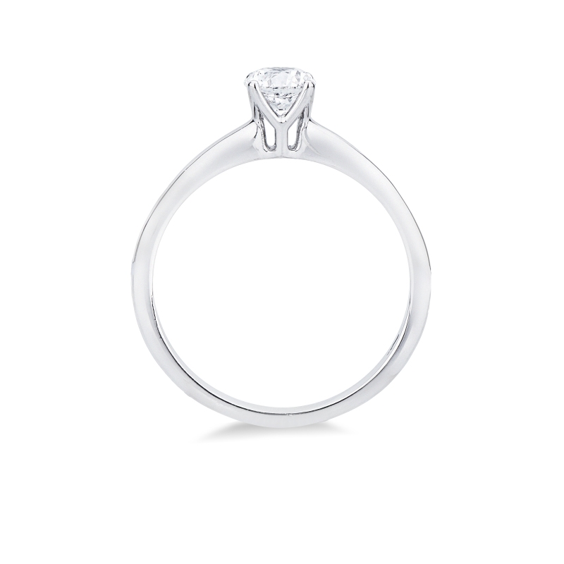 Anello solitario lineare in oro bianco 18k con diamante, 0.50 ct