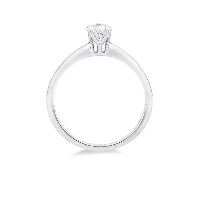 Anello solitario lineare in oro bianco 18k con diamante, 0.50 ct