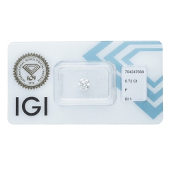 Diamante Certificato IGI   CT 0,72   F   SI 1