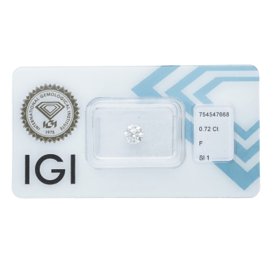 Diamante Certificato IGI   CT 0,72   F   SI 1