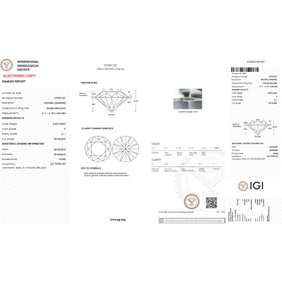 Diamante Certificato IGI   CT 0,90  F   SI 1
