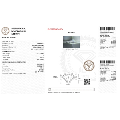 Diamante Certificato IGI   CT 0,31   F   VVS 2