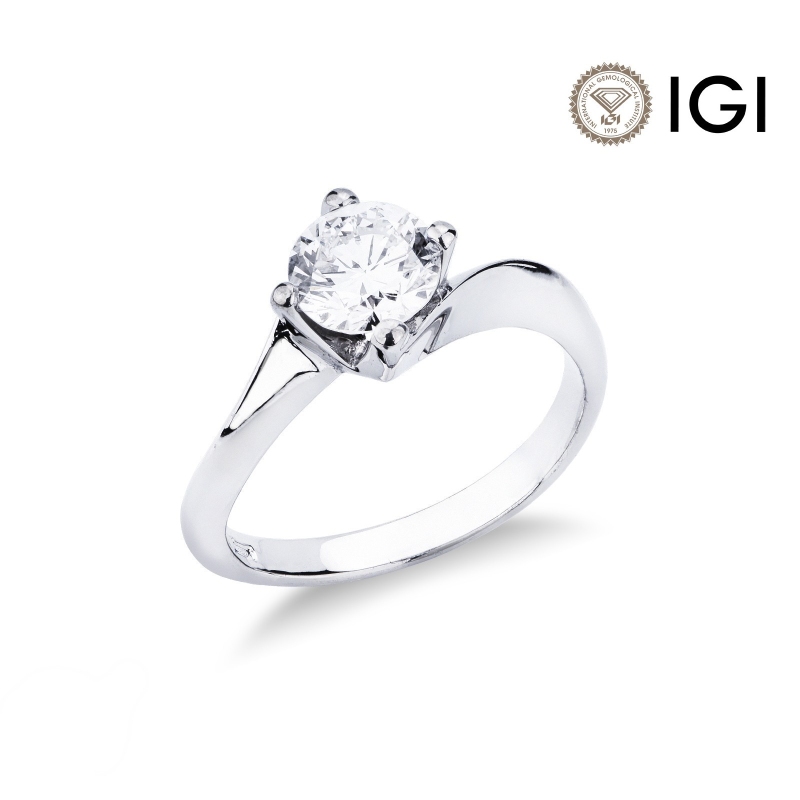 Solitario in Oro bianco 18k con diamante di 1.00 ct., modello Valentino