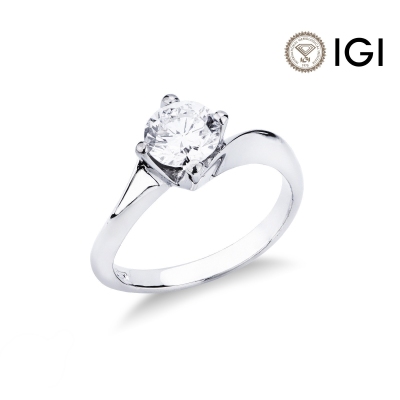 Solitario in Oro bianco 18k con diamante di 1.00 ct., modello Valentino