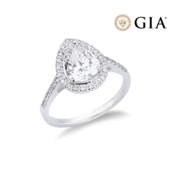 Anello con diamante taglio goccia 1.50ct GIA in oro bianco 18k