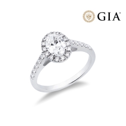Anello con diamante taglio ovale 1.00ct GIA in oro bianco 18k