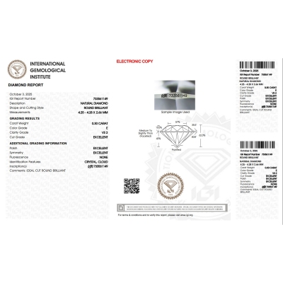 Diamante Certificato IGI   CT 0,30   E   VS 2
