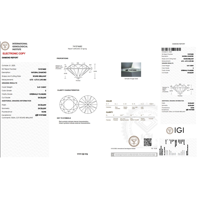 DIA 0.41CT E IF IGI$741574682