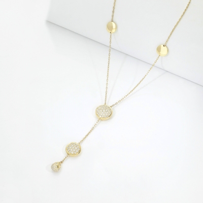 Girocollo a Y in oro giallo 18k con pavè di diamanti