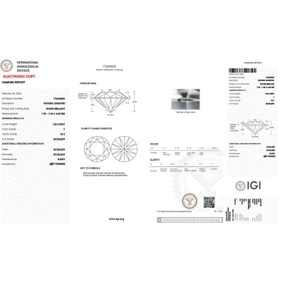 Diamante Certificato IGI   CT 1,50   F   VS 2