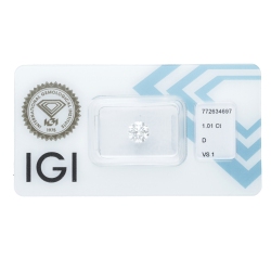 Diamante Certificato IGI   CT 1,01   D   VS 1