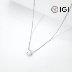 Collana punto luce in oro bianco 18k con diamante IGI, 1.00ct