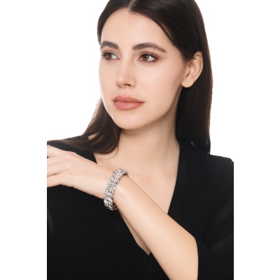Bracciale groumette elastico in oro bianco 18k con diamanti