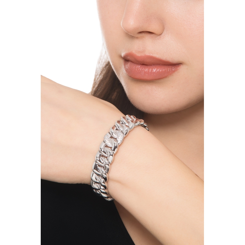 Bracciale groumette elastico in oro bianco 18k con diamanti