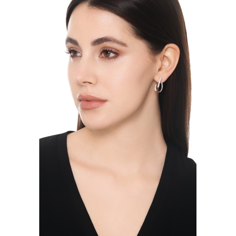 Orecchini a goccia aperta in oro bianco 750 con diamanti