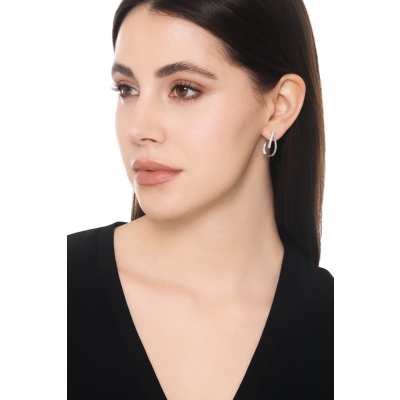 Orecchini a goccia aperta in oro bianco 750 con diamanti