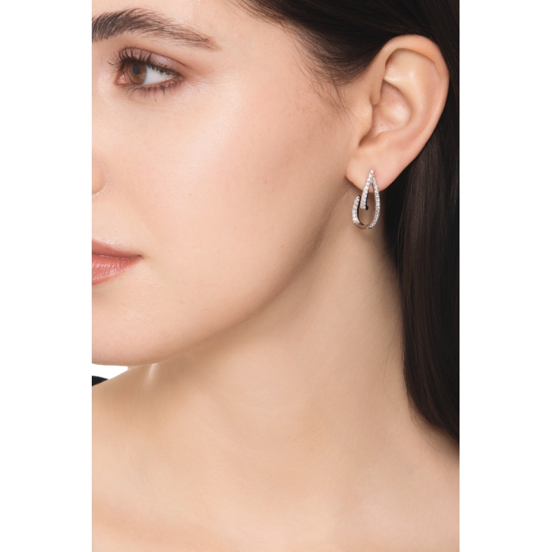 Orecchini a goccia aperta in oro bianco 750 con diamanti