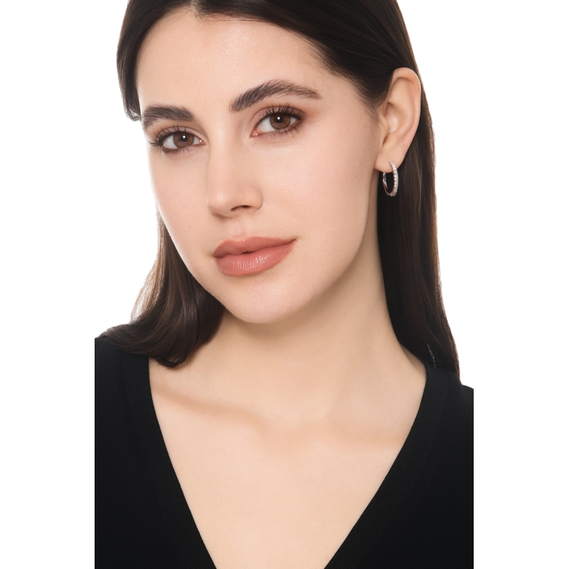 Orecchini in oro bianco 18k cerchio con diamanti