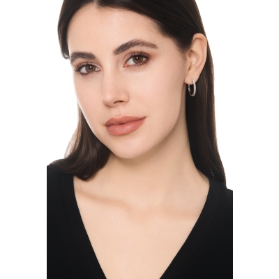 Orecchini in oro bianco 18k cerchio con diamanti