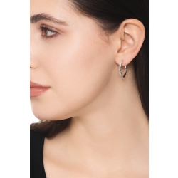 Orecchini in oro bianco 18k cerchio con diamanti 2