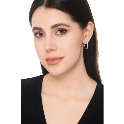 Orecchini cerchio diamanti in oro bianco 750