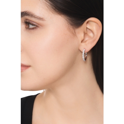 Orecchini cerchio diamanti in oro bianco 750