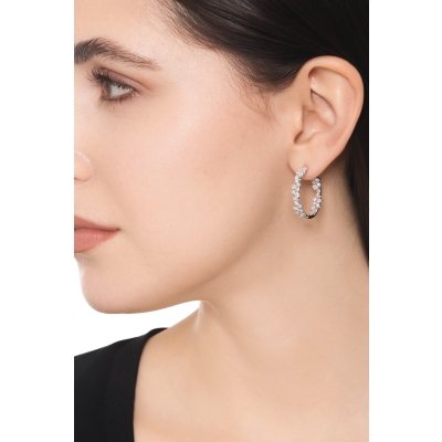 Orecchini design a cerchio in oro bianco 750 con diamanti 