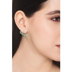 Asymmetric 18k white gold earrings with emeralds and diamonds 2