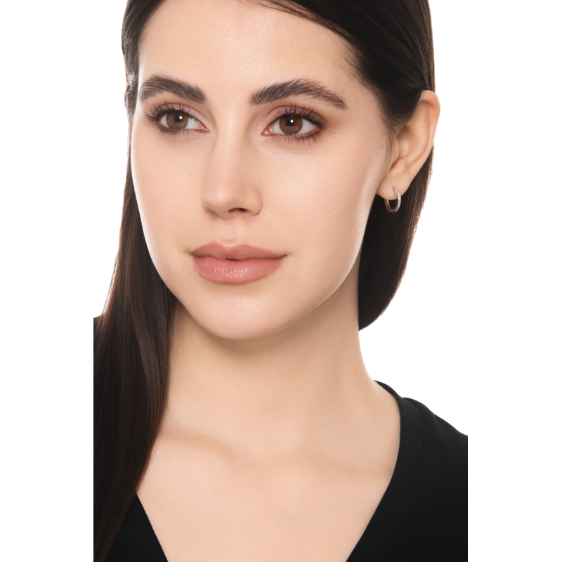 Mono orecchino a piccolo cerchio in oro bianco 18k con diamanti, ct. 0,06