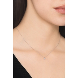 Collana punto luce a rombo in oro bianco 18k con diamante, ct 0,10 2