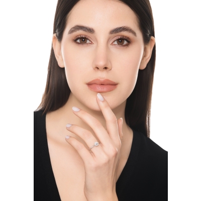 Anello solitario in oro bianco 18k con diamante, 1.00 ct