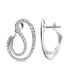 Orecchini doppia goccia in oro bianco 18k con diamanti