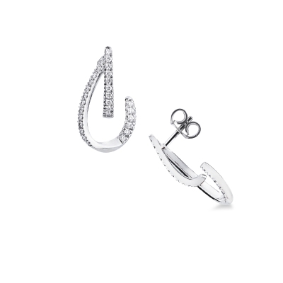 Orecchini a goccia aperta in oro bianco 750 con diamanti