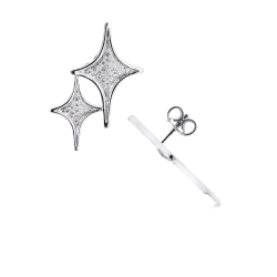 Orecchini in oro bianco 750 con stelle in diamanti